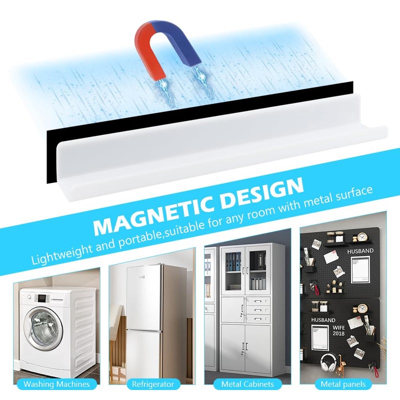 HONUTIGE Magnetic Book Shelf for Whiteboard, Magnetic Book Holder File Rack with a Pen Container and Two Hook Acrylic Book Shelves Metal Floating Book Display Shelf for Teacher Kids Room Office(White) - Image 4